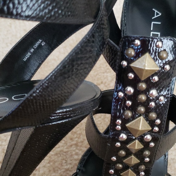 NEW! Aldo "Parrotte" Studded Black Gladiator Heel - Picture 2 of 8